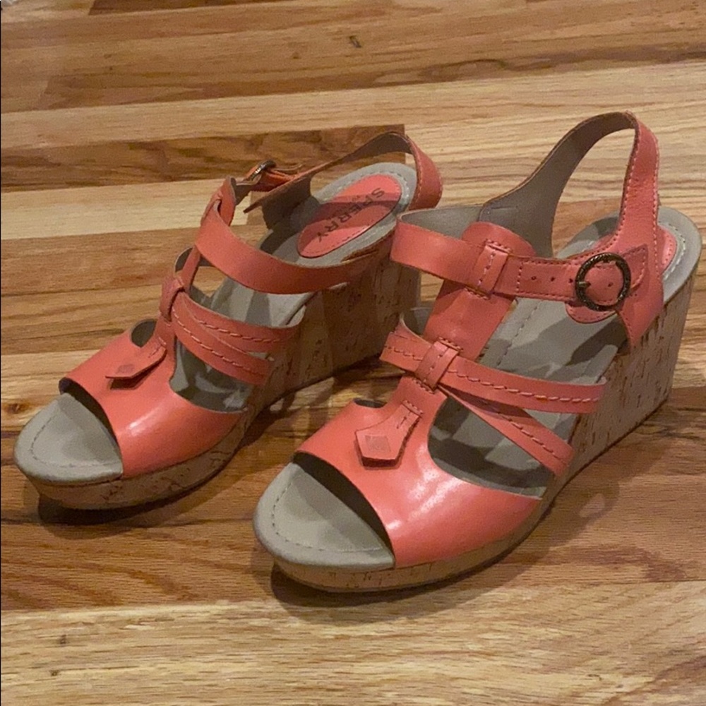 Pink Sperry wedges